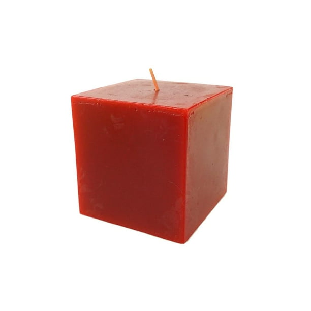 Square Unscented Pillar Candle, 3Inch, Red