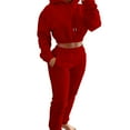 thumbnail image 3 of Qeaghou Women 2 Piece Tracksuit Outfits Long Sleeve Crop Hoodies Sweatpant Jogger Set Casual Sweatsuits With Pockets Savings, 3 of 7