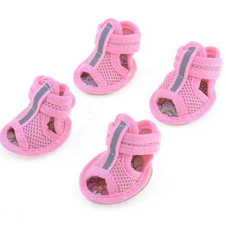 

Unique Bargains 2 Pairs Rubber Sole Pink Mesh Sandals Yorkie Chihuaha Dog Shoes Size L