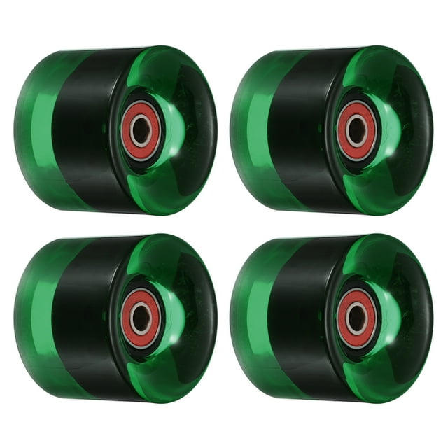Unique Bargains Roues de Longboard 60 mm avec Roulements ABEC-9 Roues de Rue pour Planches à Roulettes Cruiser 80 A, Vert Clair Rouge, Lot de 4