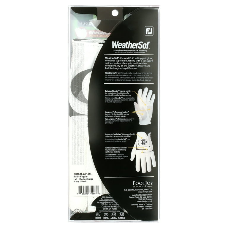 FootJoy Men's WeatherSof Golf Glove - 2 Pack, ML, Left Handed