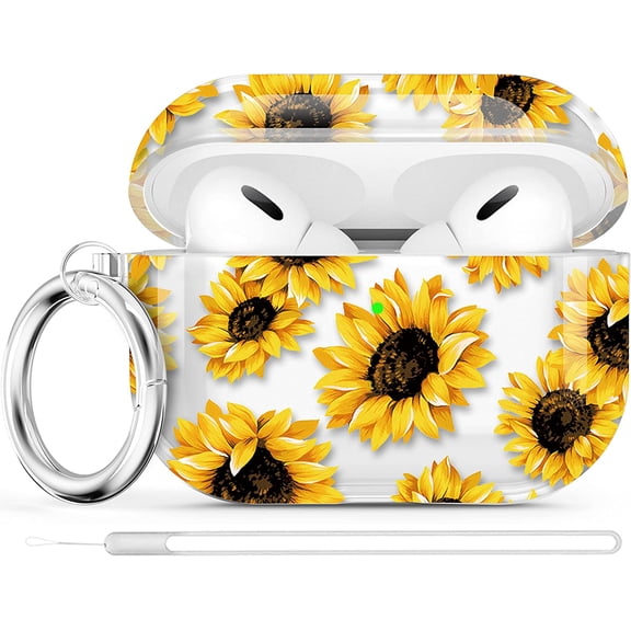 Maxjoy Silicone Case Cover for Airpods Pro 1st&2nd Generation , Clear Sunflower  Case Cover for AirPod Pro 1&2