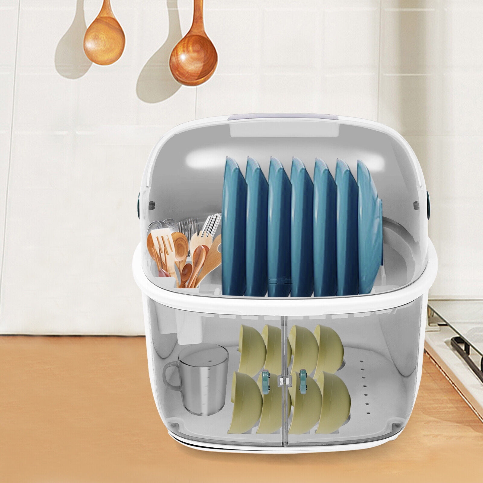 2-Tier Dish Drying Rack – Sturdy PP, Space-Saving, Large Capacity for 6-8 People, Easy Installation & Cleaning, Ideal for Home & Small Businesses