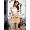 thumbnail image 4 of Fancyglim Women Casual Shorts Summer Elastic High Waist Drawstring Shorts Pants with Pockets Khaki XL, 4 of 10