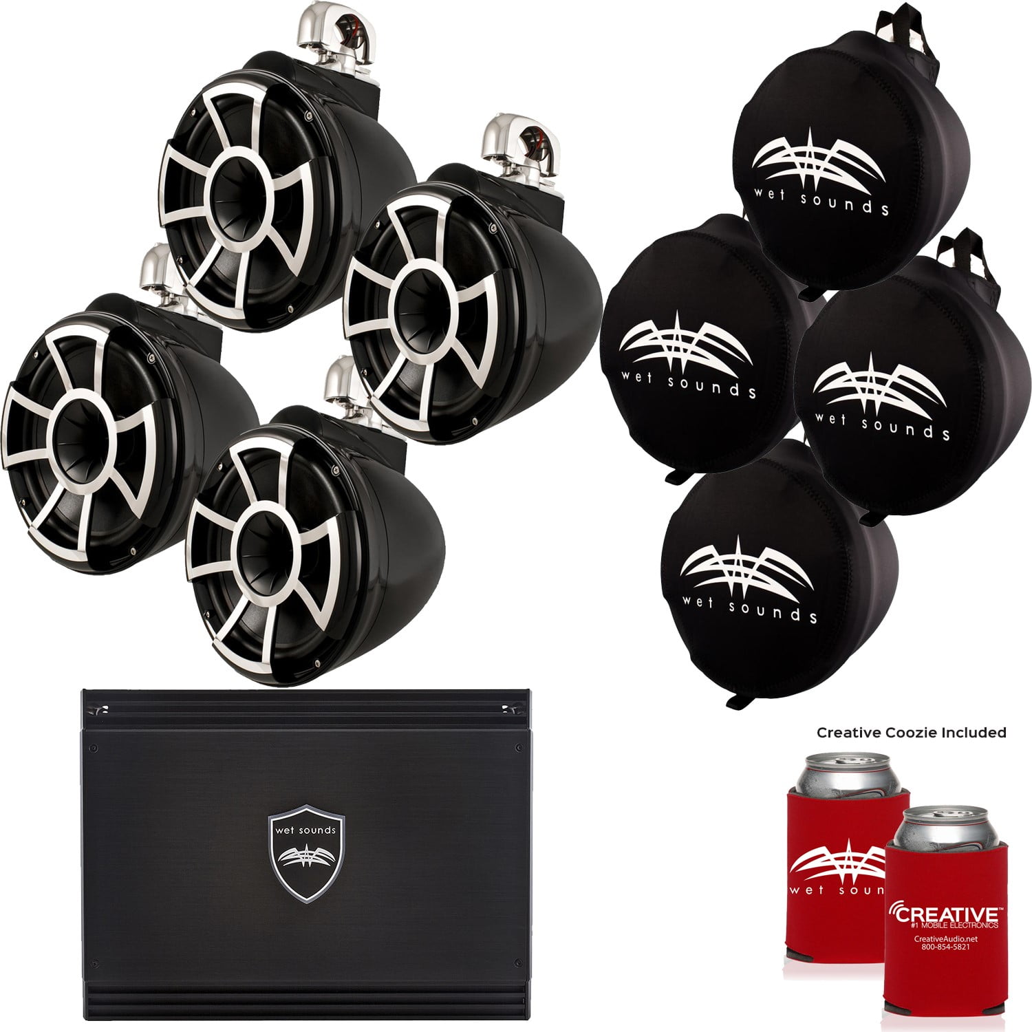 Wet Sounds Two Pairs of Black REV 10 Swivel Clamp Tower Speakers with