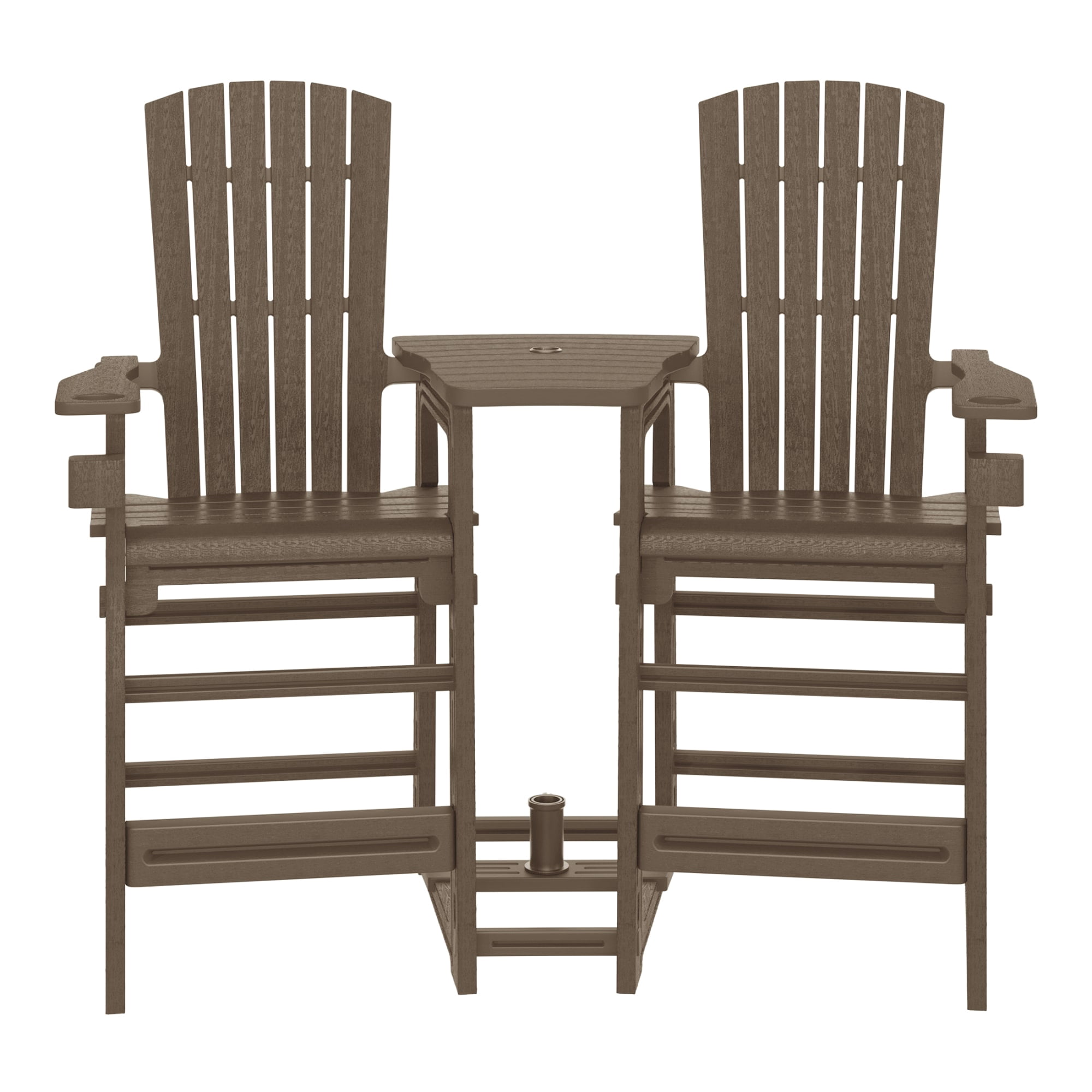 WestinTrends Azura Outdoor Tall Adirondack Chairs With Connecting Table Tray (Set of 2), Weathered Wood