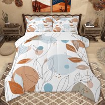 jejeloiu Vintage Botanical Leaf Queen Comforter Set,Rustic Botanical Bedding Comforter Set For Girls Boys Reversible 3-Piece