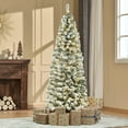 thumbnail image 2 of HOMCOM Arbre de Noël Enneigé de 6 Pi Pré-Illuminé avec Lumière, Déco de Noël Vert, 2 of 10