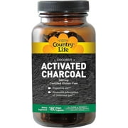 Country Life Natural Activated Charcoal - 260 mg 180 Capsules, Packaging May vary