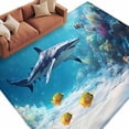 thumbnail image 2 of Shark Coastal Area Rug 5x8 FT, Non Slip Bedroom Throw Carpet, Summer Beach Coral Ocean Nautical Washable Soft Floor Carpet Non-Shedding Rug for Living Room Nursery Dorm Office, 2 of 9