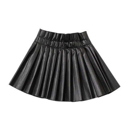 SILVERCELL Girls PU Leather Skirts Teens Toddler Girl Faux Leather Pleated Skirts, Size 2-14 Years