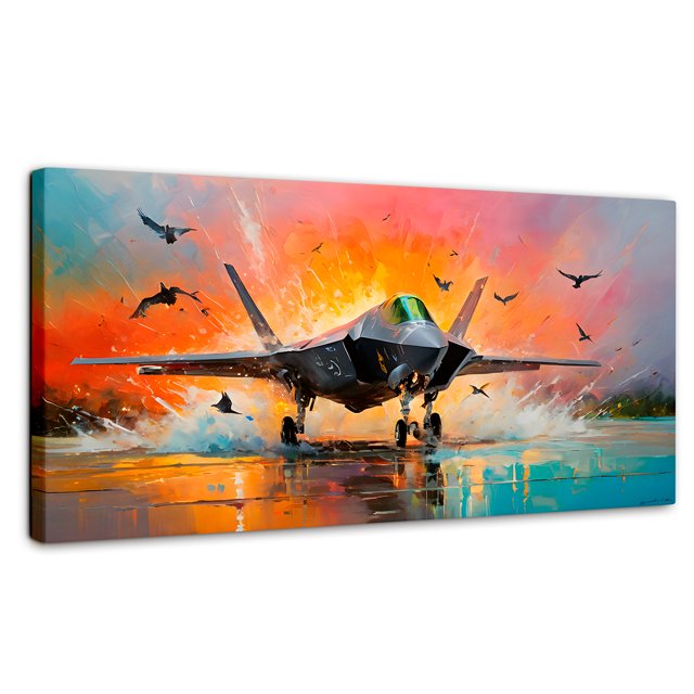 Cuadro Decorativo Canvas Canvas Revolution Jet Pista Aérea 140x70