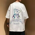 thumbnail image 3 of Ougyinr Men's T-shirts Tee Top Cotton Summer Crew Neck Rolle Short Sleeve Reflective Bear Print T-Shirt Plus Size, 3 of 11