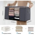 thumbnail image 2 of Bolsa organizadora de ropa de gran capacidad con asa reforzada, tela gruesa para edredones, mantas, ropa de cama, plegable con cremallera resistente, ventana transparente, paquete de 3, 90 l, gris, 2 of 5