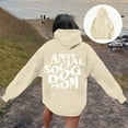 thumbnail image 2 of Hpapadks Hoodies for Women Funny Social Dog Mom Print Long Sleeve Loose Hooded Top for Dog Lovers Sweatshirts for Women Beige L, 2 of 6