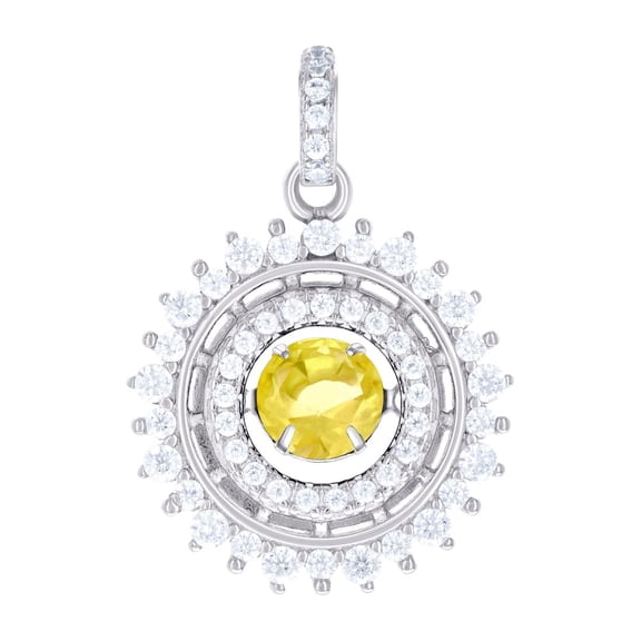 925 Sterling Silver Womens White Yellow Cubic Zirconia Fashion Pendant Necklace 20.3x14.8mm Wide Pendant for Women
