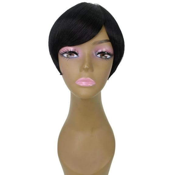 LUXLUXE Trinity  Straight Bob 9 in Long Full No Lace Wig, Heat Resistant Fibers, Black Color