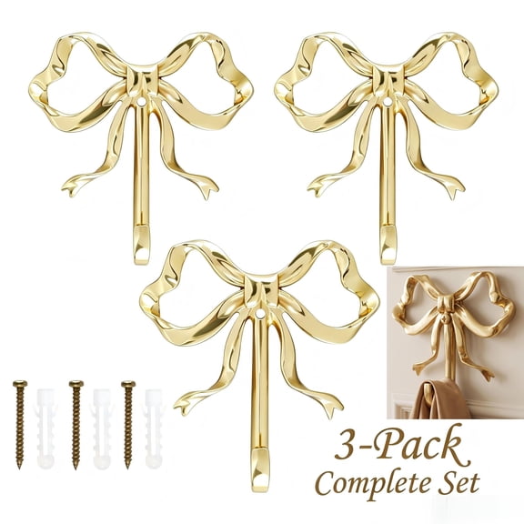 Gold Brass Wall Hook, Decorative Towel Hooks for Bathroom, Rustproof Heavy Duty Holder for Coats & Towels