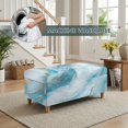 thumbnail image 4 of FOR U DESIGNS Blue Marble Print Flip-Top Ottoman Cover Stretch Storage Footstool Slipcover with Elastic Bottom, Washable Foot Chest Chair Cover Removable Soft Protector for Living Room, 4 of 7