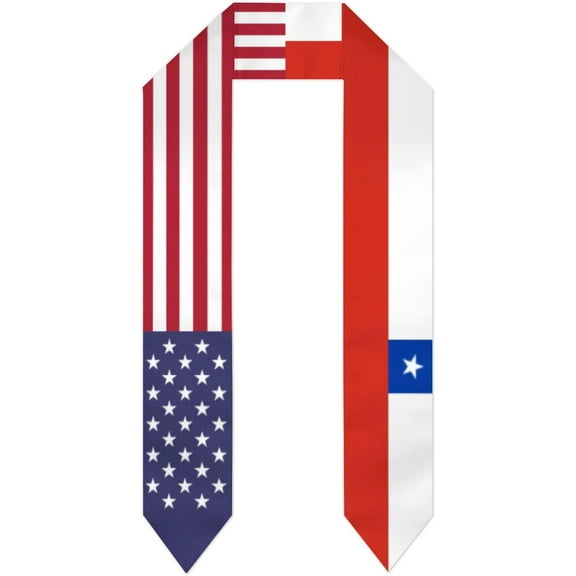 Chile & USA United States Flag Graduation Stole International Student Stole Pride Shawls Unisex