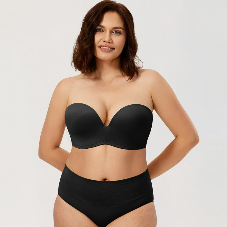 DELIMIRA Strapless Bras For Women Plus Size Push Up Invisible