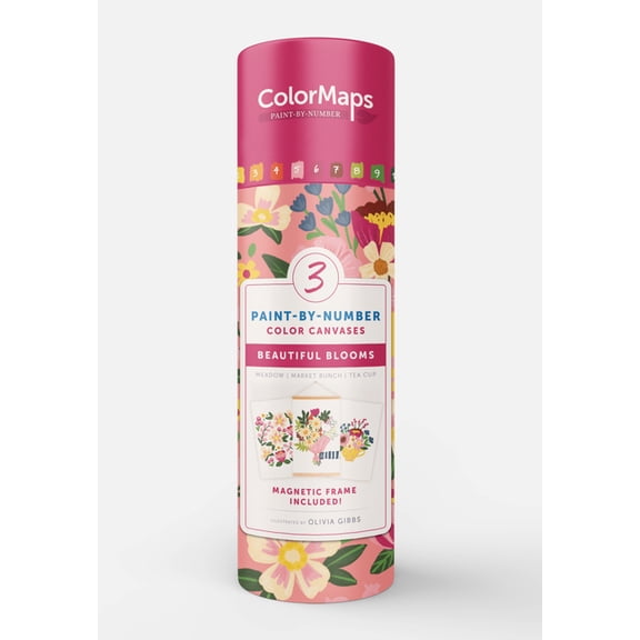 Colormaps Colormaps Paint-By-Number Beautiful Blooms: Everything You Need to Create 3 Beautiful Paintings: 3 Colored-Line Canvases, Book 6, (Hardcover)