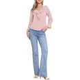 thumbnail image 2 of INSPIRE CHIC Women's Ruffle Blouse Wear-to-Work Elegant V Neck Long Sleeve Dressy Top L Light Pink-1, 2 of 6