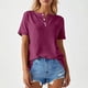 thumbnail image 1 of MHFRRA Camiseta Informal de Manga Larga con Cuello Redondo y Bolsillos para Mujer, Color Liso Vino, 1 of 3