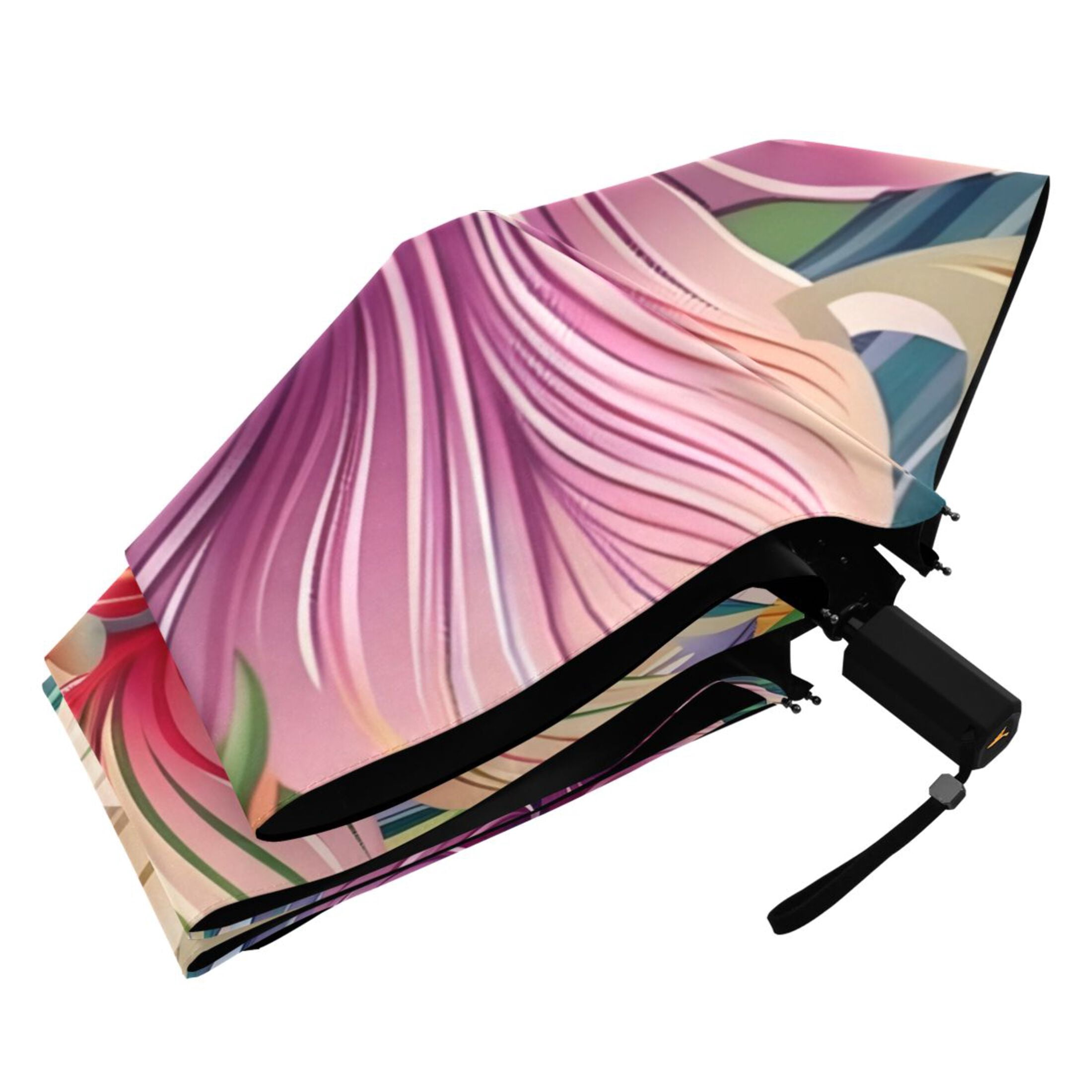 ALAZA Beautiful Lily Flowers UPF 50+ Compact Folding Umbrella for Rain Travel Umbrella Packable