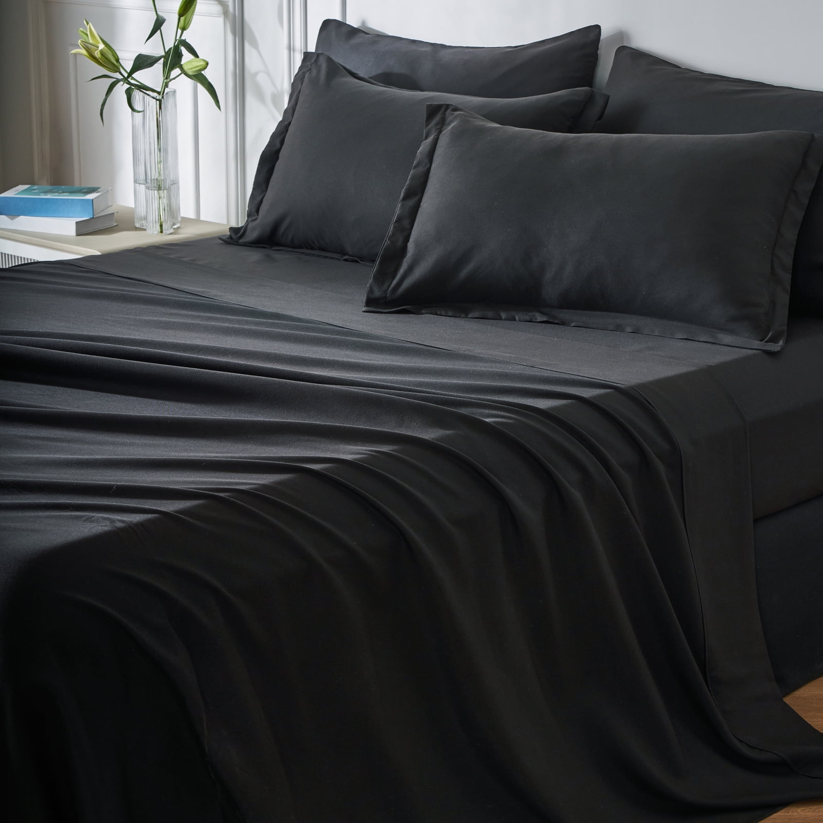 Davulos Comforter Set Twin Size 5 Pieces ,Bed in a Bag All Season Bedding Comforter Sets,Black
