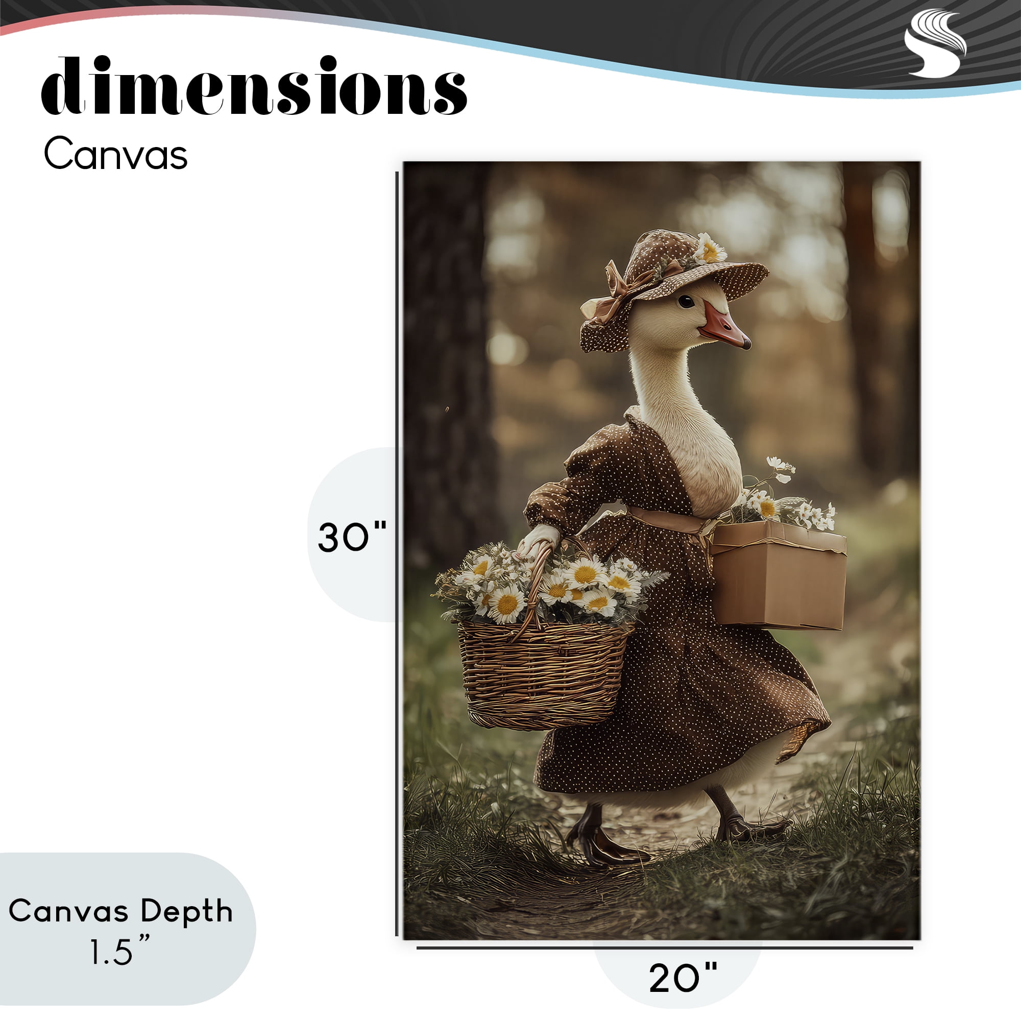 Stupell Industries Mother Goose with Flowers Canvas Wall Art, design by The Wands Want