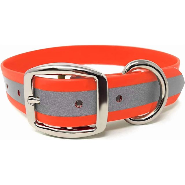 Heavy Duty Reflective Dog Collar \u Adjustable and with Durable Metal Buckle and Rings Odor chew Dog Collar for Small Medium and Large Dogs (Large Pink)