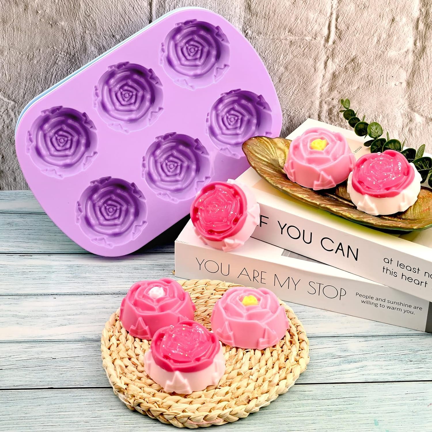 Moules à Savon En Silicone 2 Pièces - Formes Fleurs Et Vagues - Pour Savon Fait Maison, DIY, Résine - Démoulage Facile - Lavable - 9