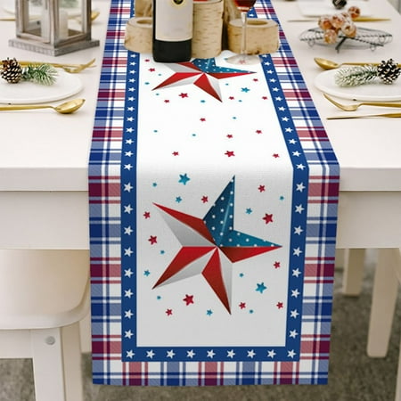 

Independence Day Table Runner 13 x 70 inch July 4th Farmhouse Truck Gnome and Stars Table Runner for Holiday Family Dinner Farmhouse Indoor or Outdoor Parties