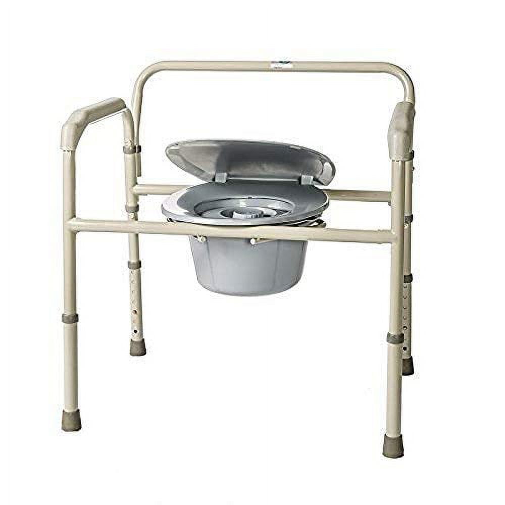 Healthline 3-in-1 Bariatric Portable Commode Chair, Bedside Toilet, 650 lbs, 26x23x18 Inch