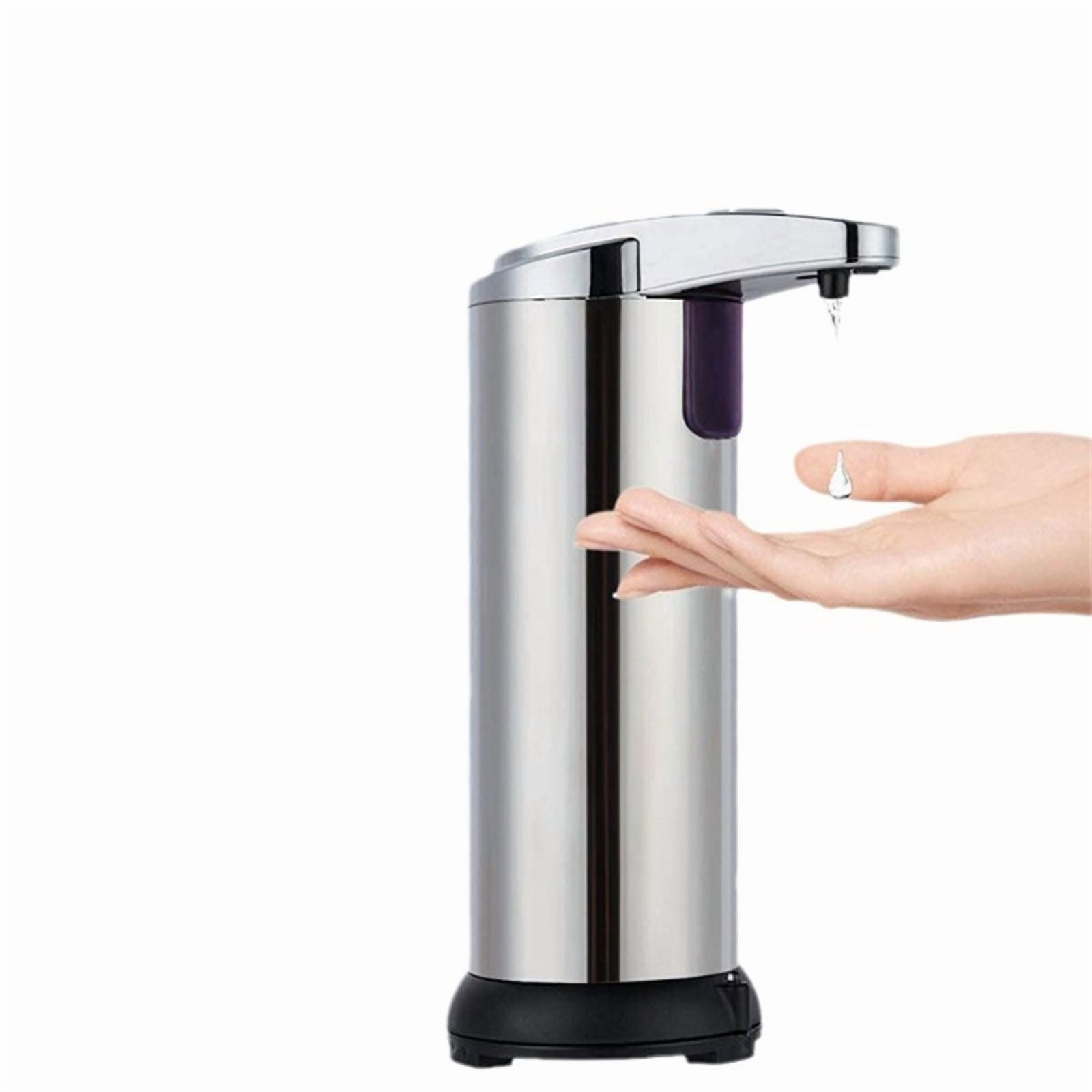 Stainless Steel Dish Soap Dispenser with Infrared Sensor and Waterproof Base, 3 Levels Adjustable, Touchless Sensor Liquid Soap Pump Dispenser, Liquid Dispenser for Bathroom（[Dual] button）
