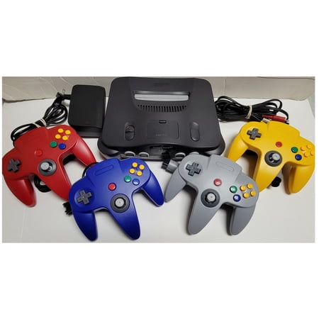 Nintendo 64 N64 Console (Black) Bundle with FOUR Controllers