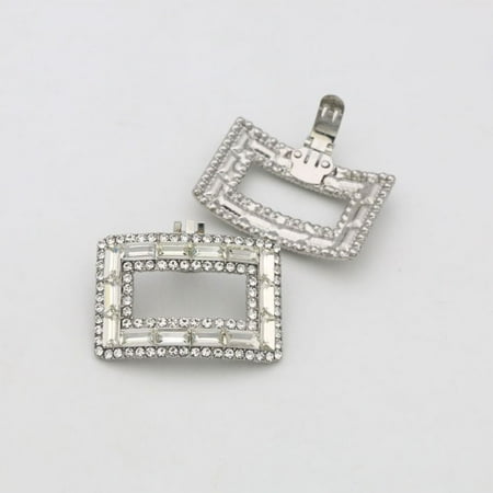 

1pcs Lady Wedding High Heel Square Clamp Shoe Decorations Charm Buckle Shiny Decorative Clips Shoe Clip WHITE