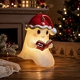 thumbnail image 3 of MYUNNIL Christmas Ghost Reading Book Lamp, 5.5" Cute Light up Warm LED Santa Hat Ghost Resin Statue Night Light for Mantel Bedroom Home Decor & Gift, 3 of 5