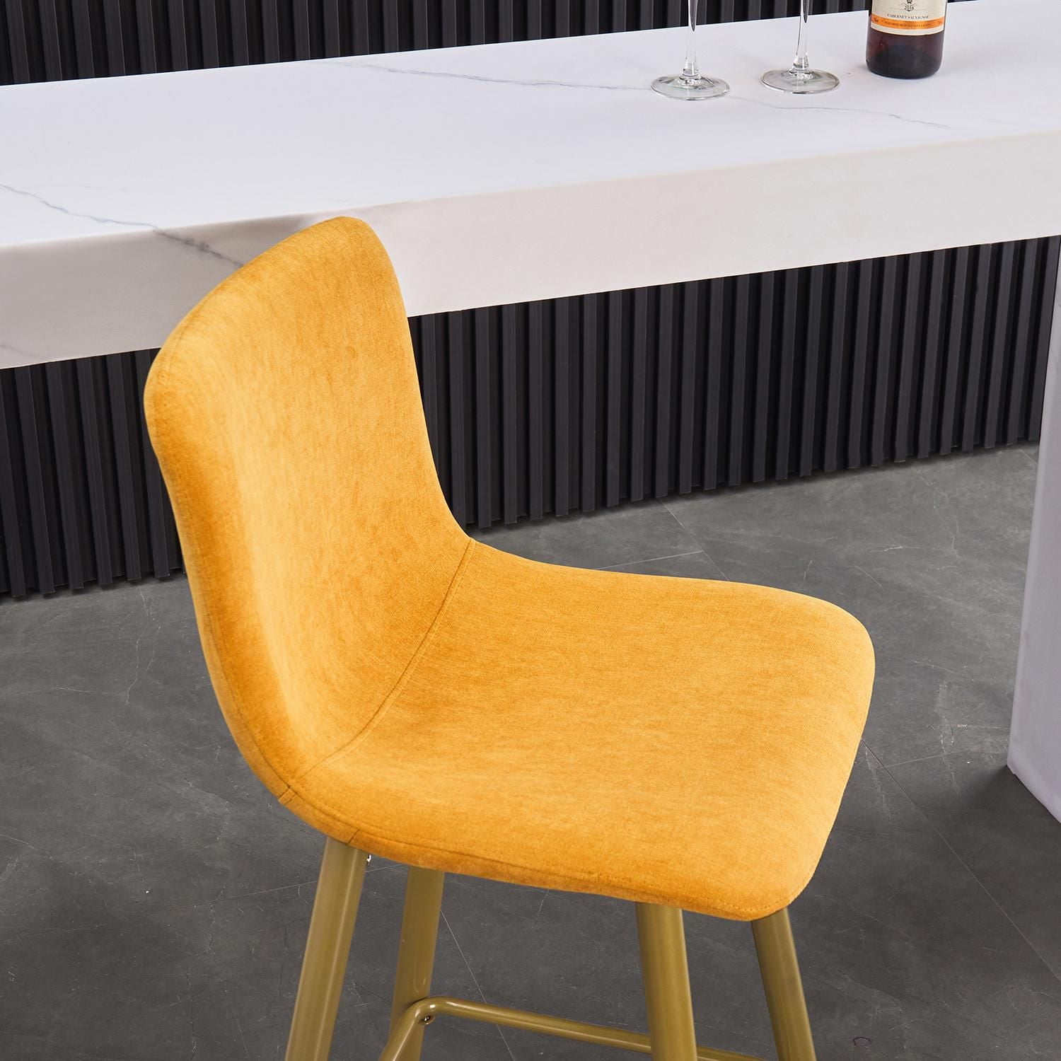 Homylin Modern Counter Height Bar Stools Set of 2, 30" Upholstered Bar Chairs Dining Stool with Backs, Golden Legs and Footrest for Home Bar Kitchen Island