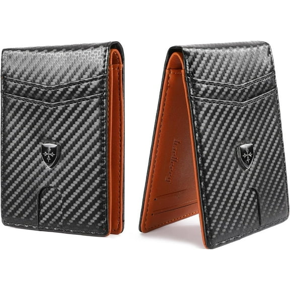 FALAN MULE Mens Wallet Leather Credit Card Holder Slim Bifold RFID Blocking Front Pockets Minimalist Wallets for Men with ID Window