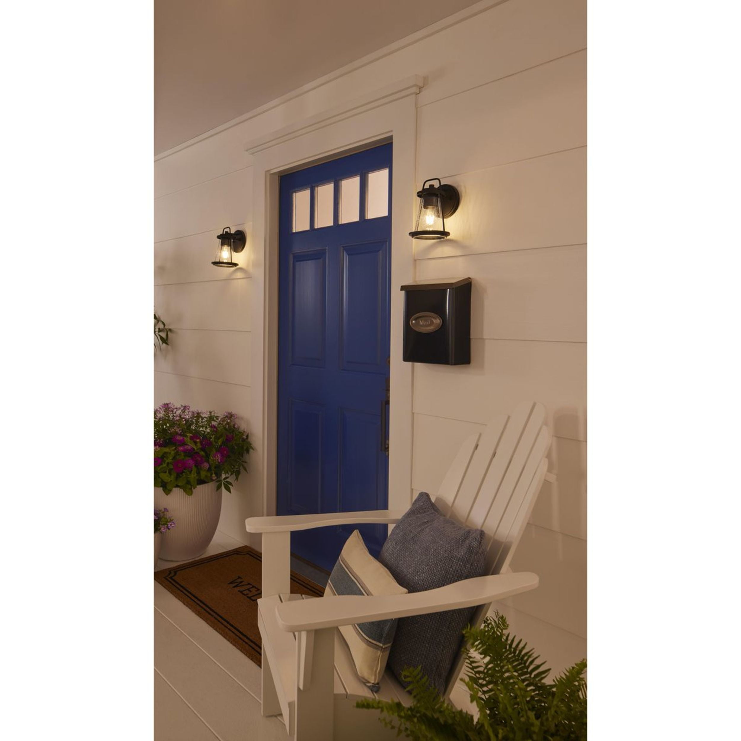 (2 pack) Avec Clifford Collection Modern Craftsman Matte Black Outdoor Wall Lantern with Clear Glass Shade