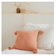 thumbnail image 2 of 100% Soft Cotton Raised Stripes Textured Rib Knit Throw Pillow Cover with Tassels (18x18, Pink Clay), 2 of 2