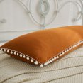 thumbnail image 4 of Move Over Burnt Orange Body Pillowcases 20 x54 in, Boho Pillow Cover, Washed Microfiber White Pom Fringe Pattern, 4 of 6