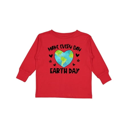 

Inktastic Make Every Day Earth Day with Hearts and Stars Gift Toddler Boy or Toddler Girl Long Sleeve T-Shirt