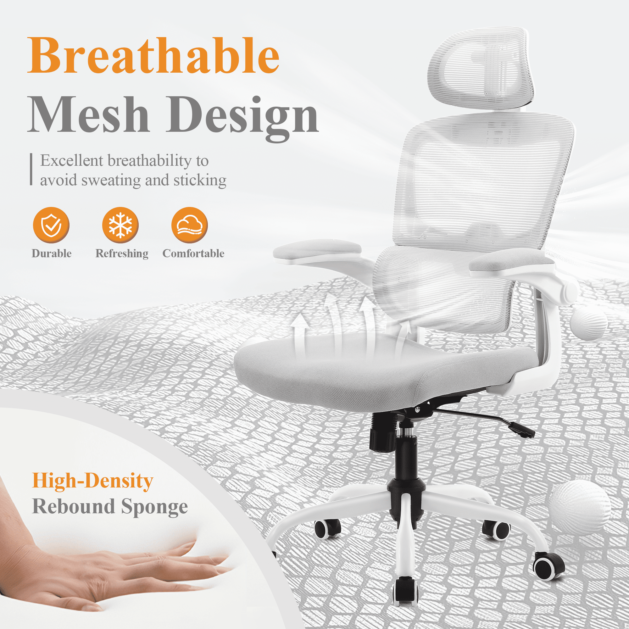 Ergonomic High Back Office Chair Home Office Chair with Armrest for Adults,Grey
