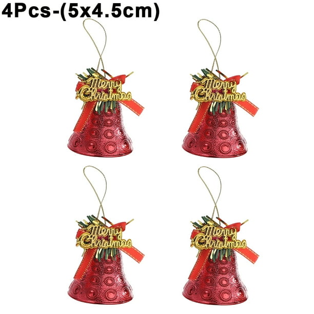 4/1 piezas colgantes de campanas navideñas, lazos colgantes para árbol de Navidad, adornos, regalos para Navidad, Año Nuevo, fiesta, festival, decoración, juguetes para niños