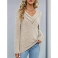 thumbnail image 6 of Women's Fall Long Sleeve Tunic Tops for Leggings V Neck Button Casual Blouse Sweatshirt Color XXL, 6 of 10