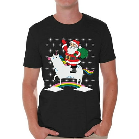 Awkward Styles Unicorn Santa Tshirt Men's Santa Unicorn Shirt Santa Ugly Christmas T Shirt Xmas Unicorn Shirts Funny Christmas Shirts for Men Xmas Gifts for Unicorn Lovers Unicorn Shirt for (Best Dirty Santa Gifts 2019)