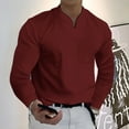 thumbnail image 2 of XDZJLR Mens Polo Shirt Solid Color Long Sleeve With Pocket Lapel V Neck Fashion Leisure Business Oversized Tops, 2 of 4